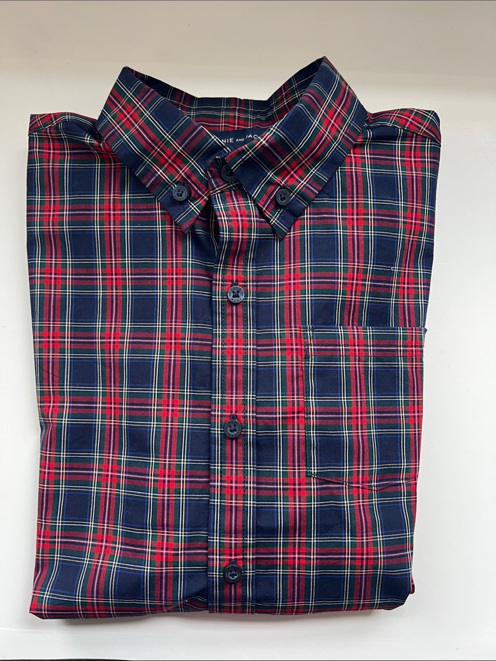 Janie and Jack Red and Navy Plaid Button-Down Shirt